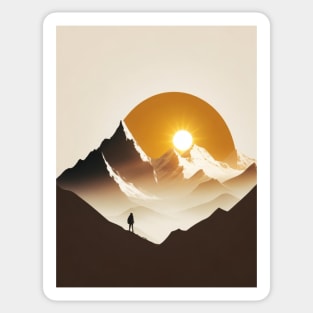 Silhouette of mountain and sunset Sticker